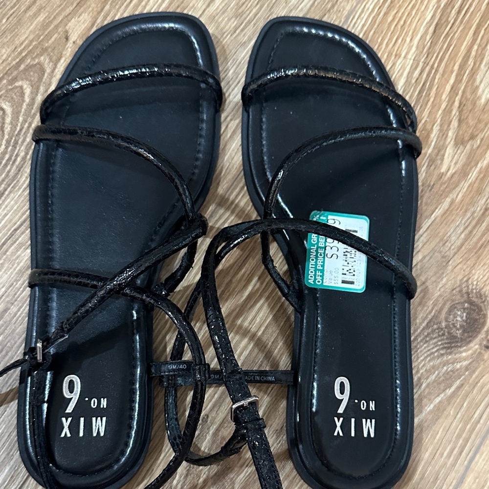 Mix No. 6 Sleek Black Strappy Sandals
